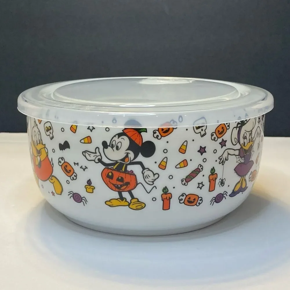 Disney Mickey and Friends Halloween Ceramic Storage Bowl with Vented Lid